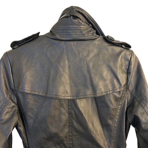 Women Faux Leather Trench Coat with Belt - Picture 9 of 13